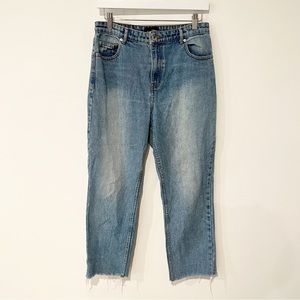 Frank & Oak Light Wash Raw Edge Straight Leg Jeans